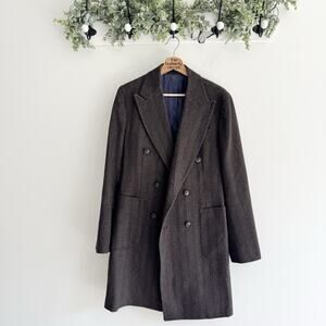 Mens SuitSupply 100% Cashmere Herringbone Long Line Blazer 36R #ts